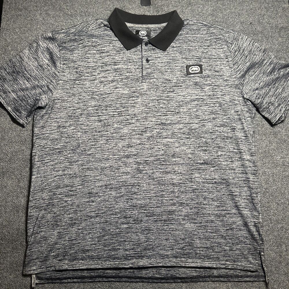Ecko Unlimited Polo Men's Size 2XL Black Embroidered Shirt Cotton Short Sleeve